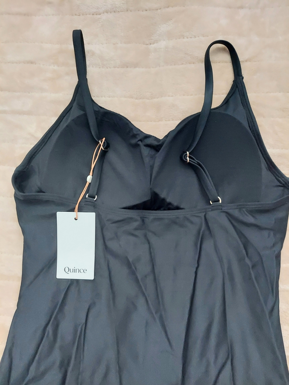 Quince Italian Cami Black One-Piece Swimsuit Womens Size Large NWT Quiet-Luxury - Picture 3 of 5